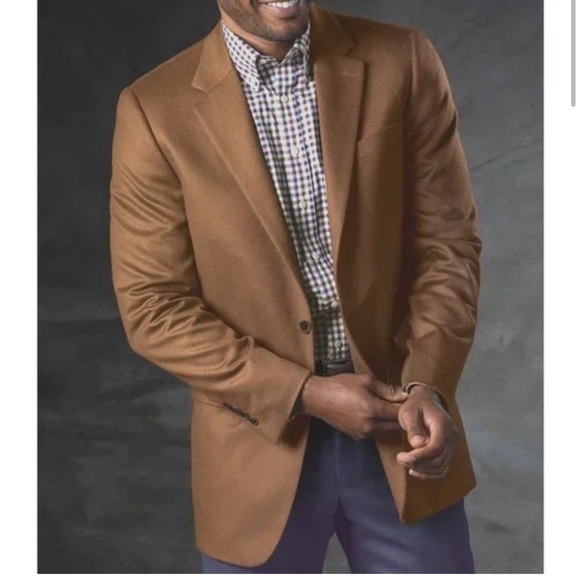 Camel Hair Blazer Italian-Made Joseph Abboud Size 46 Long Tan